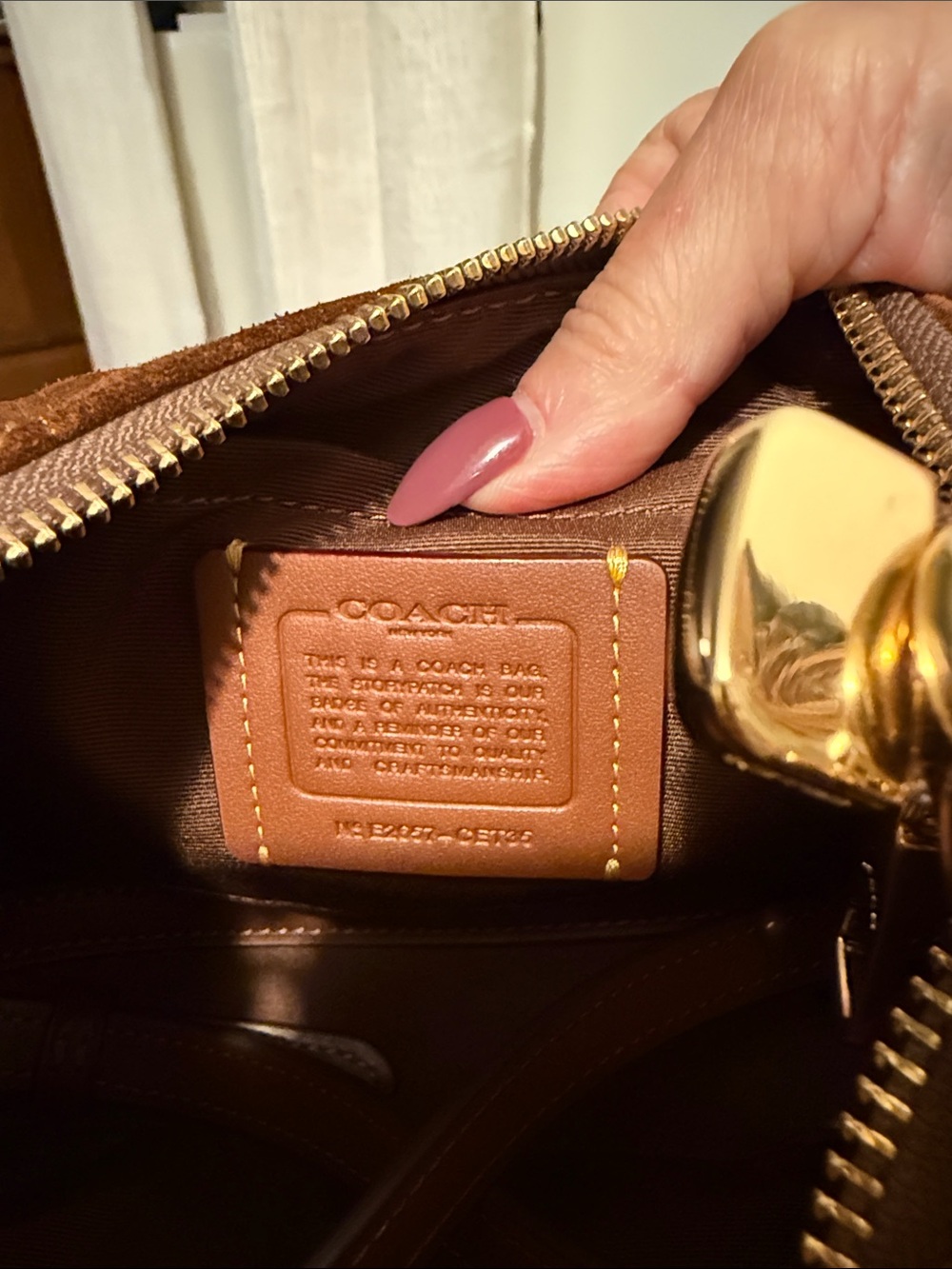 New condition Coach Teri Quilted Shoulder Bag in Warm Brown with Gold Hardware - Picture 3 of 3